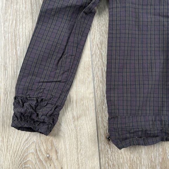 C de C Plaid Cotton Blouse Purple and Black - Picture 2 of 8